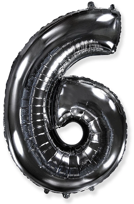Balón foliový číslice ČERNÁ - BLACK 102 cm - 6