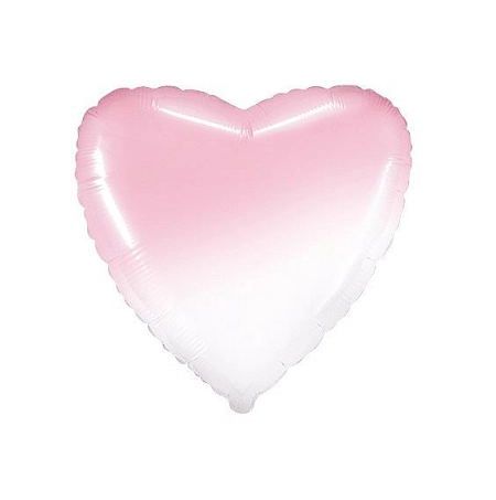 Balón fóliový srdce ombré - růžovobílé - 48 cm