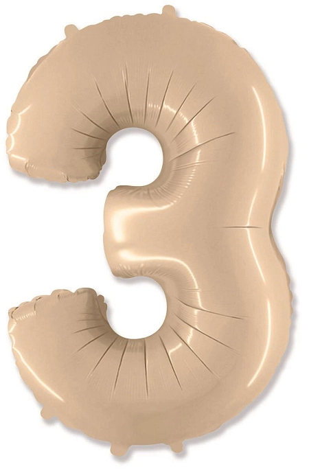 Balón foliový číslice KRÉMOVÁ  - 102 cm - 3