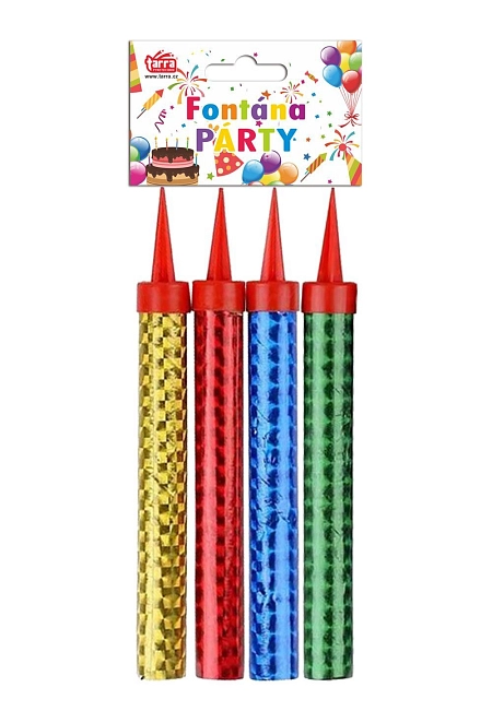 PÁRTY FONTÁNA na dort 12 cm - 4 ks - barevný mix  3/50/4