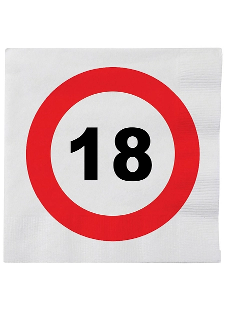 Ubrousky dopravní značka - 18 let - 33 x 33 cm - 20 ks/ bal.