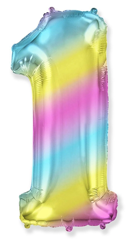 Balón foliový číslice DUHOVÁ 102 cm - 1