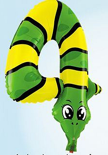 Balón foliový Had 35 cm  - číslice 4 (NELZE PLNIT HELIEM) - safari