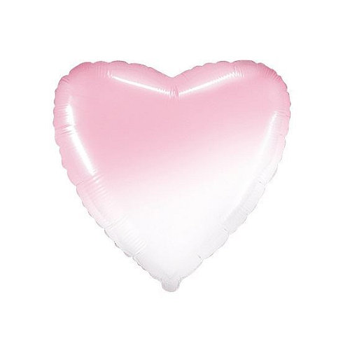 Balón fóliový srdce ombré - růžovobílé - 48 cm