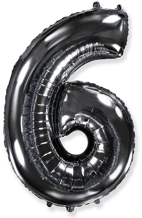 Balón foliový číslice ČERNÁ - BLACK 102 cm - 6