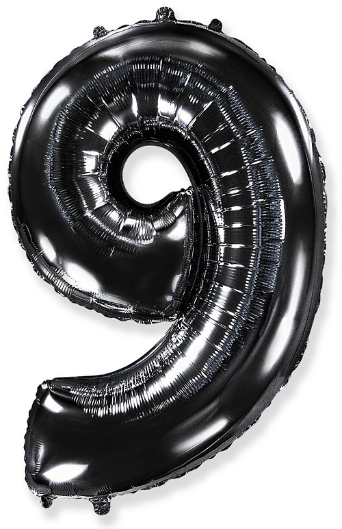 Balón foliový číslice ČERNÁ - BLACK 102 cm - 9