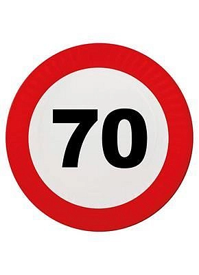 Talíře dopravní značka 70 let - 23 cm - 8ks/bal.