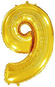 Balón foliový číslice ZLATÁ - GOLD 102 cm - 9