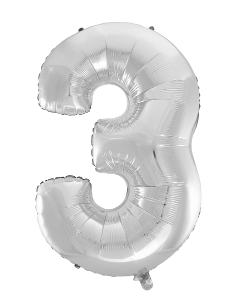 Balón foliový číslice STŘÍBRNÁ - SILVER 102 cm - 3