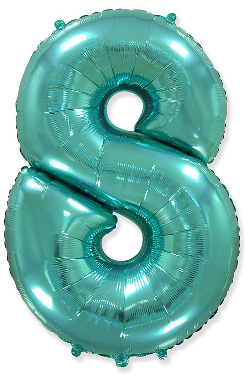 Balón foliový číslice TYRKYSOVÁ - TIFFANY 102 cm - 8