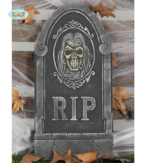 Náhrobek - RIP s lebkou - odpočívej v pokoji - 33 x 65 cm - HALLOWEEN