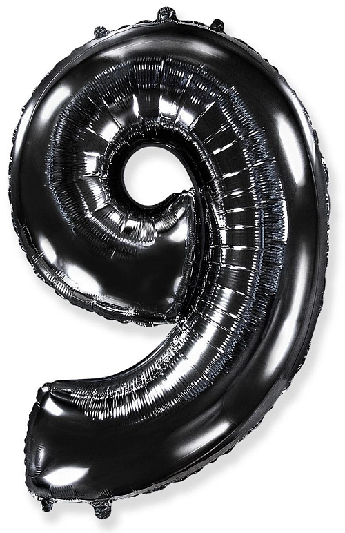 Balón foliový číslice ČERNÁ - BLACK 102 cm - 9