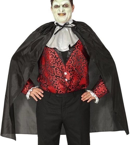 KOSTÝM - ČERNÝ PLÁŠŤ VAMPÍR - Drakula - upír -100 cm - Halloween