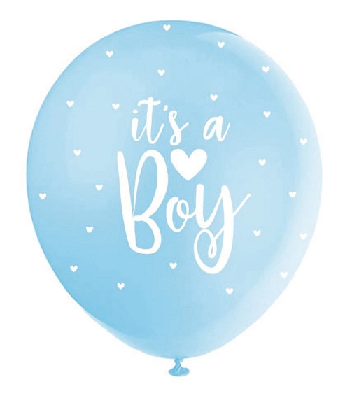 BALÓNKY latexové - It´s a Boy - KLUK - modro-bílé - 5 ks - 30 cm