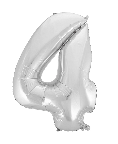 Balón foliový číslice STŘÍBRNÁ - SILVER 102 cm - 4