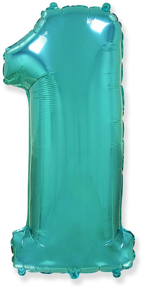 Balón foliový číslice TYRKYSOVÁ - TIFFANY 102 cm - 1
