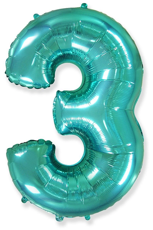 Balón foliový číslice TYRKYSOVÁ - TIFFANY 102 cm - 3