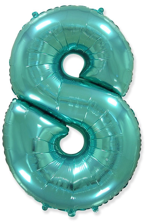 Balón foliový číslice TYRKYSOVÁ - TIFFANY 102 cm - 8