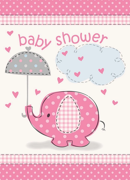 Pozvánky  'Baby shower' Těhotenský večírek - Holka / Girl 8 ks