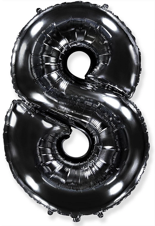 Balón foliový číslice ČERNÁ - BLACK 102 cm - 8