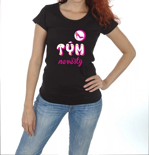 Tričko  TÝM NEVĚSTY vel. XL černé - Rozlučka se svobodou