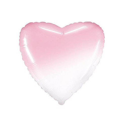 Balón fóliový srdce ombré - růžovobílé - 48 cm