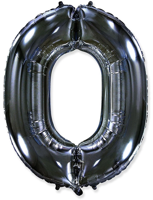 Balón foliový číslice ČERNÁ - BLACK 102 cm - 0