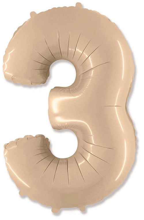 Balón foliový číslice KRÉMOVÁ  - 102 cm - 3