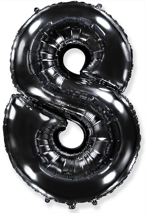 Balón foliový číslice ČERNÁ - BLACK 102 cm - 8