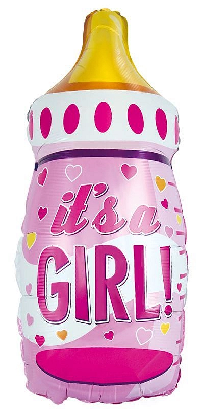 Balón foliový dětská láhev holka - holčička - Baby shower - 69 cm