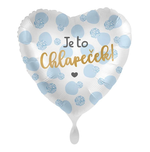Balón foliový - Je to chlapeček - srdce - 43 cm