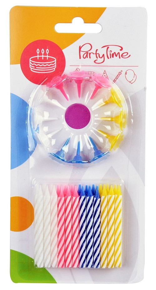 NAROZENINOVÉ SVÍČKY barevné - 24 ks - 6 cm