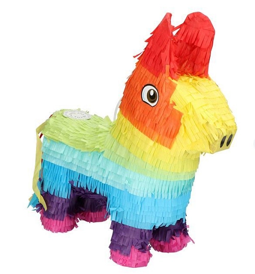 Piňata BAREVNÝ OSEL 35 x 39 cm - rozbíjecí