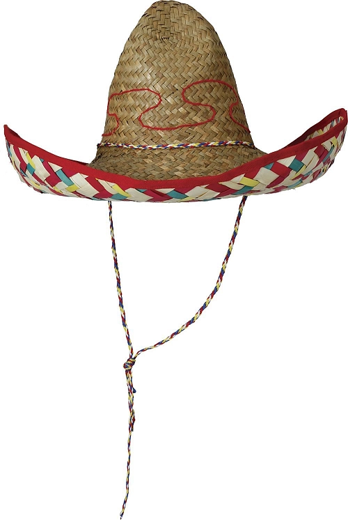 Slaměný klobouk sombrero barevný - Mexiko 50 cm