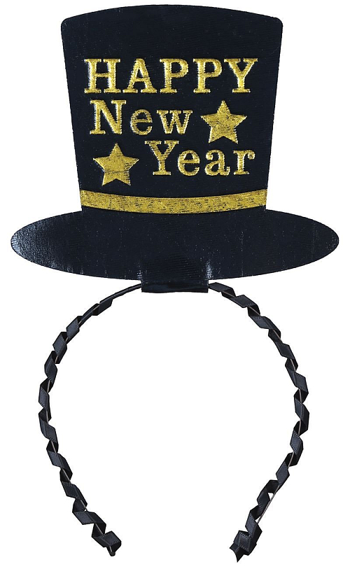 Čelenka klobouček - zlatý - HAPPY New Year - Silvestr