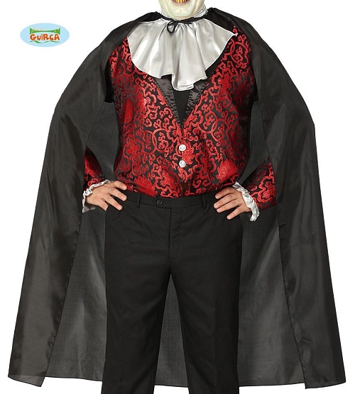 KOSTÝM - ČERNÝ PLÁŠŤ VAMPÍR - Upír - Drakula - 130 cm - Halloween
