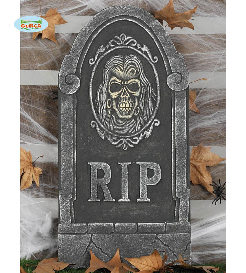 Náhrobek - RIP s lebkou - odpočívej v pokoji - 33 x 65 cm - HALLOWEEN