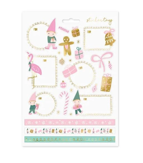 Vánoční samolepky a jmenovky - skřítci - mix - Vánoce - 26 ks