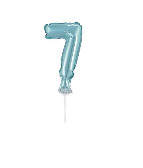 Balón foliový číslice - 7 - TYRKYSOVÁ - TIFFANY 12,5 cm s držákem