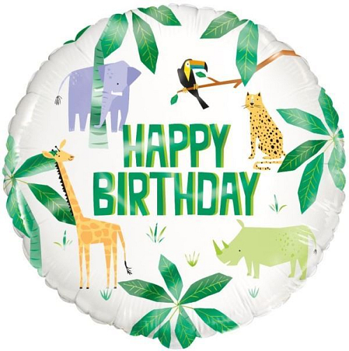 Balónek foliový SAFARI - Happy Birthday - narozeniny - 45 cm
