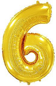 Balón foliový číslice ZLATÁ - GOLD 102 cm - 6