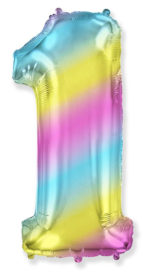 Balón foliový číslice DUHOVÁ 102 cm - 1