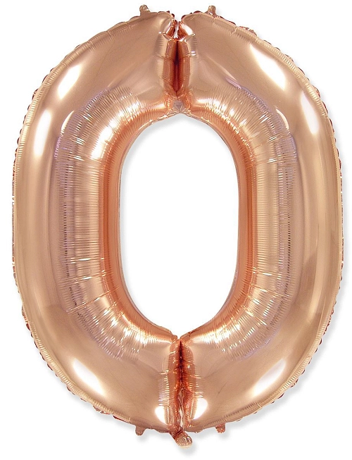 Balón foliový číslice RŮŽOVO ZLATÁ - ROSE GOLD 102 cm - 0