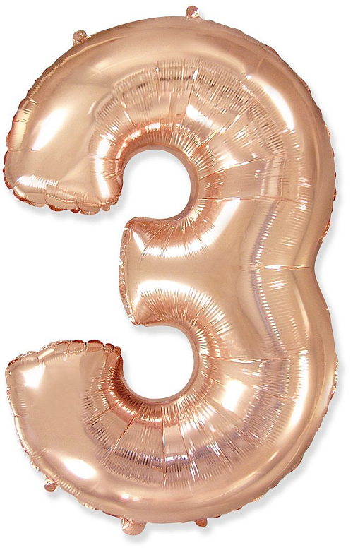 Balón foliový číslice RŮŽOVO ZLATÁ - ROSE GOLD 102 cm - 3