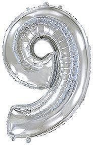 Balón foliový číslice STŘÍBRNÁ - SILVER 102 cm - 9