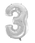 Balón foliový číslice STŘÍBRNÁ - SILVER 102 cm - 3