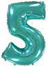 Balón foliový číslice TYRKYSOVÁ - TIFFANY 102 cm - 5