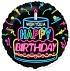 Balón foliový Happy birthday - narozeniny - dort - 45 cm