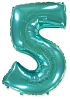 Balón foliový číslice TYRKYSOVÁ - TIFFANY 102 cm - 5