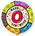 Balón foliový HAPPY BIRTHDAY  0 NAROZENINY 45 cm